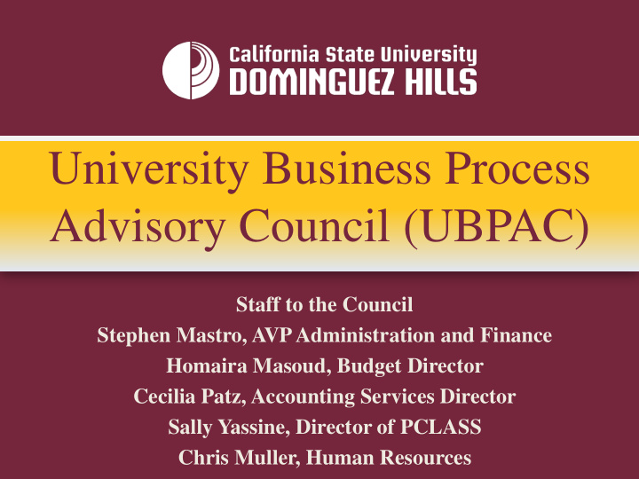 university business process advisory council ubpac