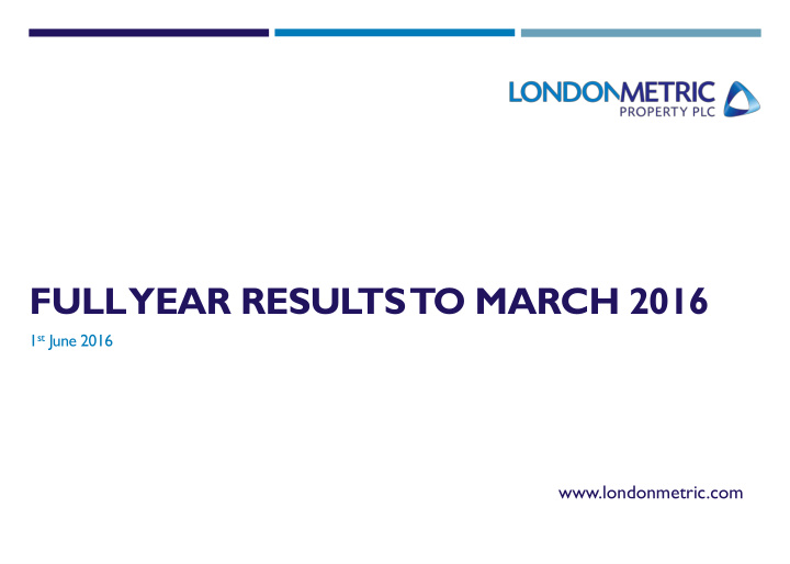 full year results to march 2016