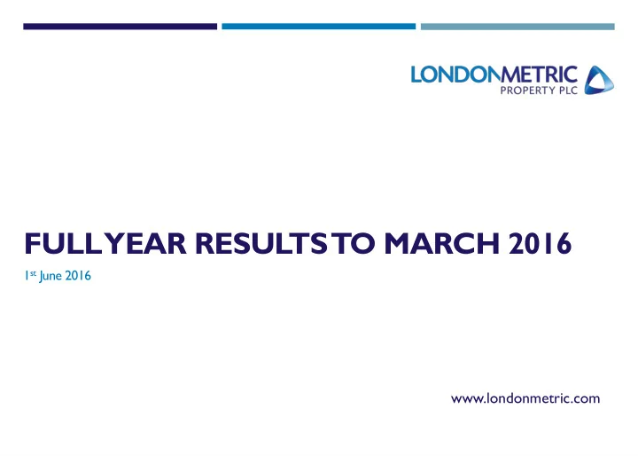 full year results to march 2016