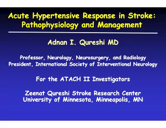 Acute Hypertensive R  Acute Hypertensive R  e Response in Stroke:  e Response in Stroke: