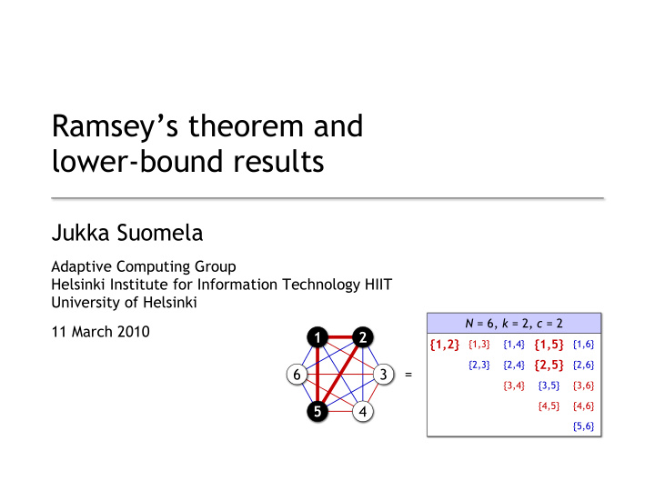 ramsey s theorem and lower bound results