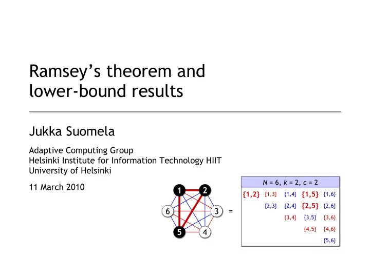 ramsey s theorem and lower bound results
