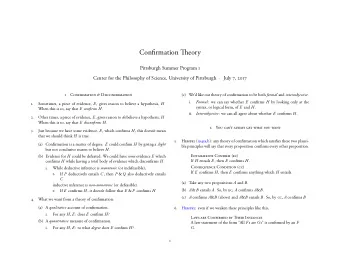 Confjrmation Tieory  2  What we want from a theory of confjrmation: (a) A qualitative account of