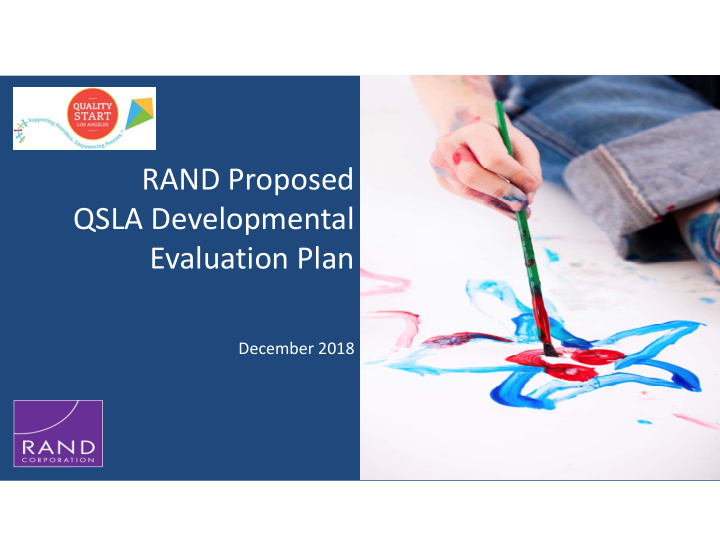 rand proposed qsla developmental evaluation plan