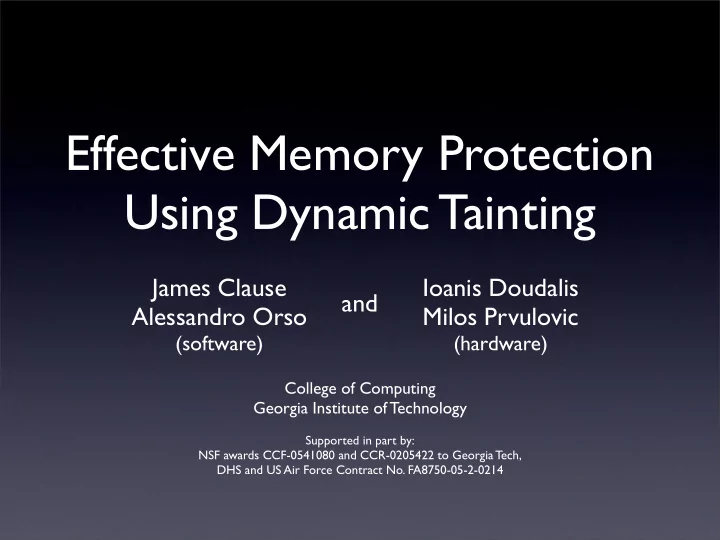 effective memory protection using dynamic tainting