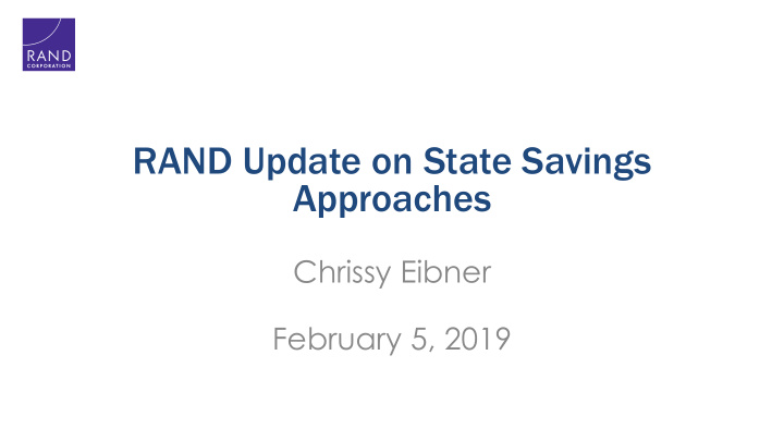 rand update on state savings