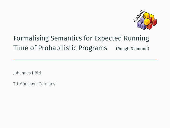 formalising semantics for expected running time of