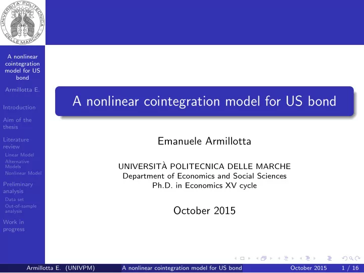 a nonlinear cointegration model for us bond