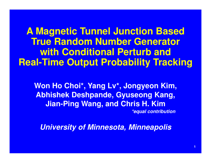 a magnetic tunnel junction based true random number