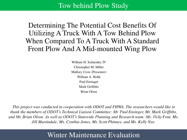 tow behind plow study