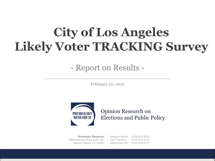 city of los angeles likely voter tracking survey