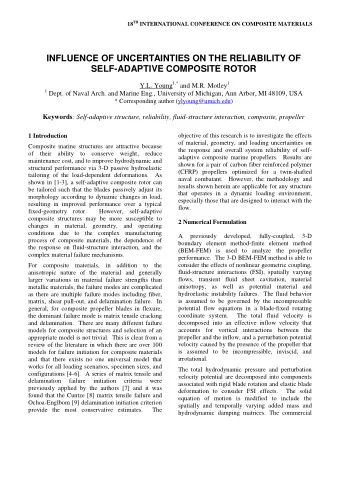 INFLUENCE OF UNCERTAINTIES ON THE RELIABILITY OF  SELF-ADAPTIVE COMPOSITE ROTOR Y.L. Young 1,* and