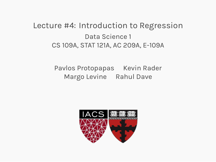 lecture 4 introduction to regression