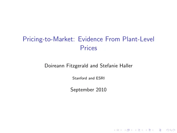 pricing to market evidence from plant level prices