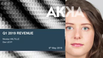 Q1 2019 REVENUE  Nicolas VALTILLE  Dov LEVY 6 th May 2019 1 HIGHLIGHTS  Q1 2019  May 6, 2019    |