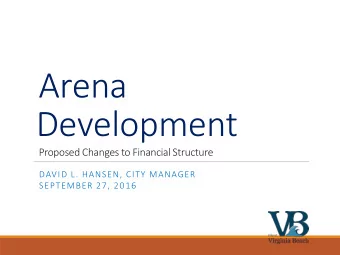 Arena  Development  Proposed Changes to Financial Structure  DAVID L. HANSEN, CITY MANAGER