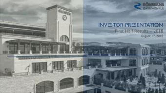 INVESTOR PRESENTATION First Half Results  2018  August 17, 2018  DISCLAIMER This document was