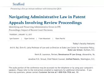 Navigating Administrative Law in Patent  Appeals Involving Review Proceedings  Identifying and