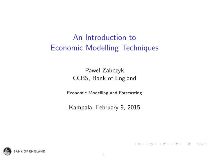 an introduction to economic modelling techniques