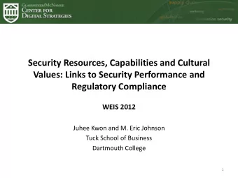Security Resources, Capabilities and Cultural  Values: Links to Security Performance and