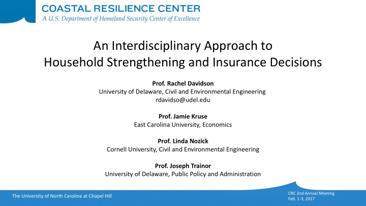 an interdisciplinary approach to household strengthening