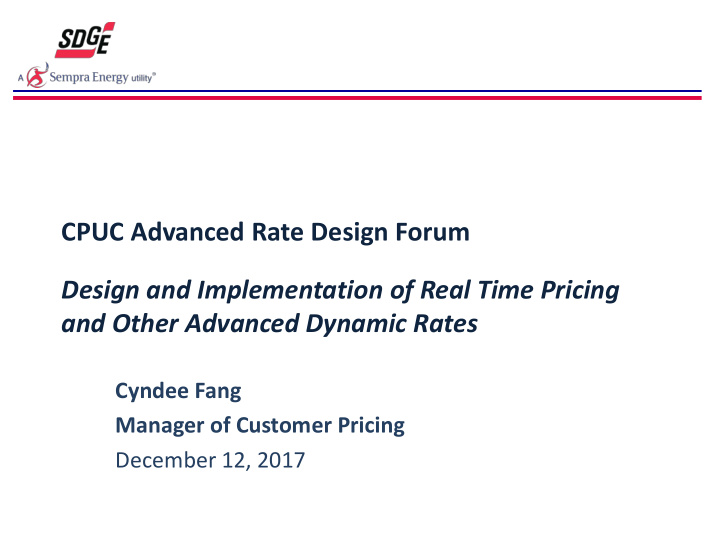 design and implementation of real time pricing