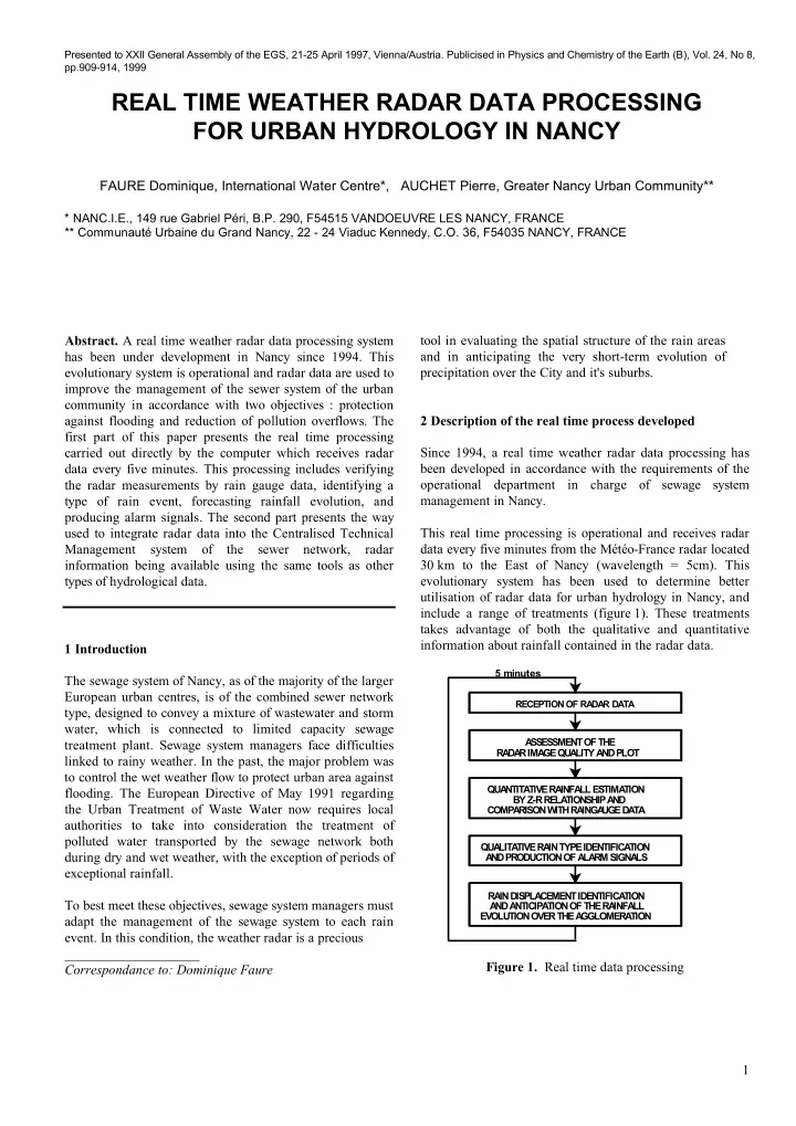 real time weather radar data processing for urban