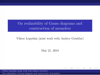 On realizability of Gauss diagrams and  construction of meanders  Viktor Lopatkin (joint work with