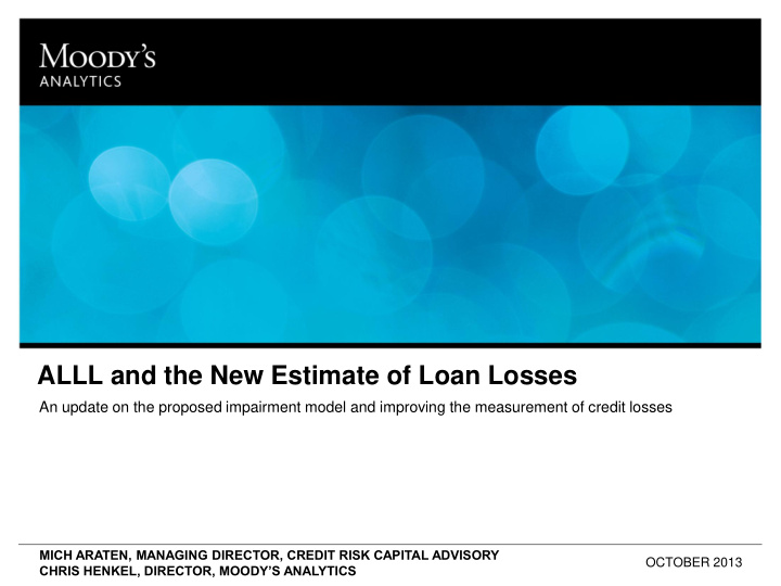 alll and the new estimate of loan losses