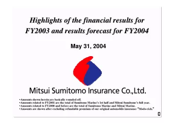 Highlights of the financial results for  Highlights of the financial results for  FY2003 and