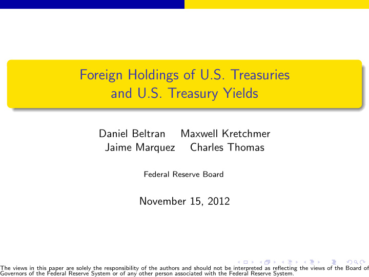 foreign holdings of u s treasuries and u s treasury yields