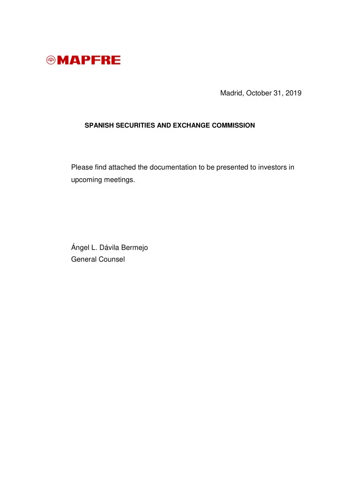 madrid october 31 2019 spanish securities and exchange
