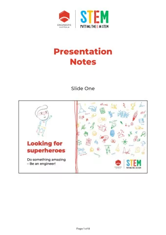 Presentation  Notes  Slide One  Page 1 of 8  1  Slide Two  Your aim: inspire kids about the