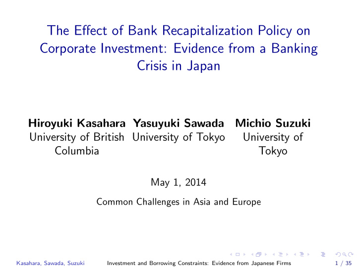 the effect of bank recapitalization policy on corporate