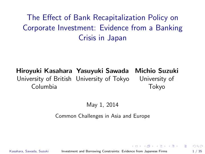 the effect of bank recapitalization policy on corporate
