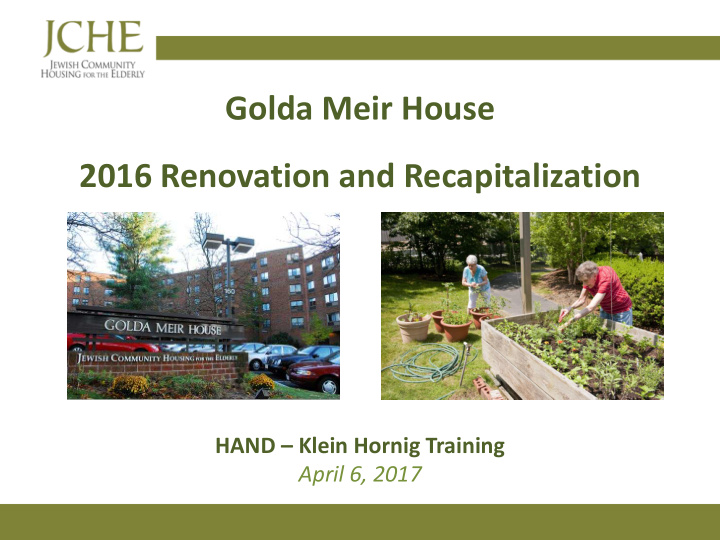 golda meir house 2016 renovation and recapitalization