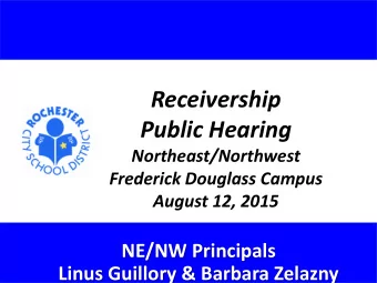Public Hearing  Northeast/Northwest  Frederick Douglass Campus  August 12, 2015  NE/NW Principals