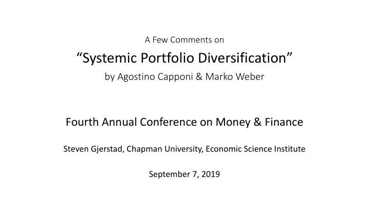 systemic portfolio diversification