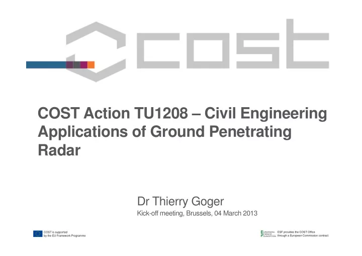 cost action tu1208 civil engineering applications of