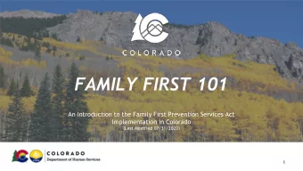 FAMILY FIRST 101  An Introduction to the Family First Prevention Services Act  Implementation in