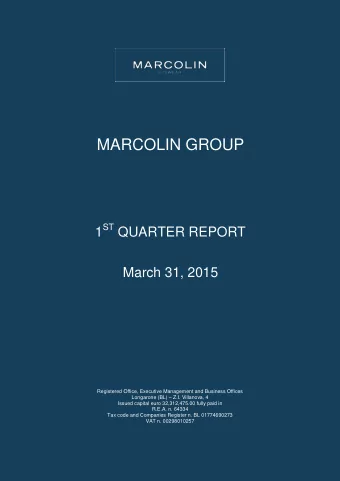 MARCOLIN GROUP 1 ST QUARTER REPORT  March 31, 2015  Registered Office, Executive Management and