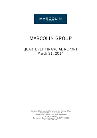 CONTENTS  page  General information  Corporate Boards and Auditors  3  Marcolin Group Structure  4