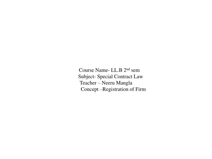 course name ll b 2 nd sem subject special contract law