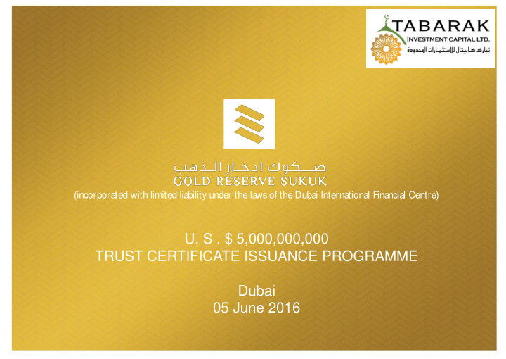 u s 5 000 000 000 trust certificate issuance programme