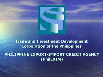 Trade and Investment Development  Trade and Investment Development  Corporation of the Philippines