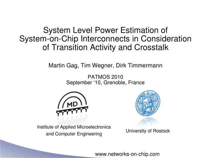 system level power estimation of system on chip