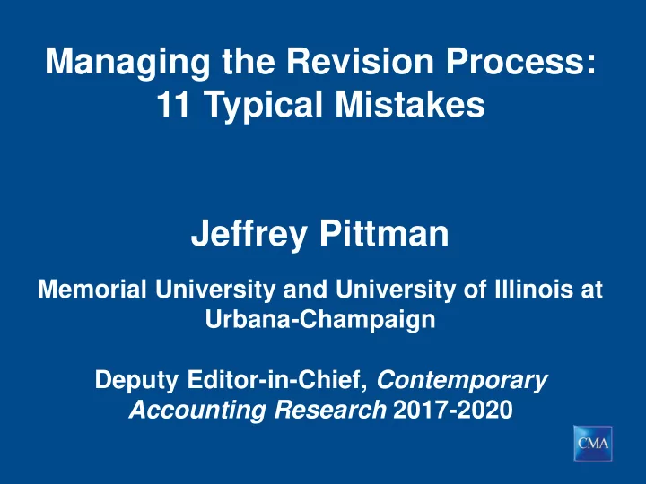 managing the revision process 11 typical mistakes jeffrey