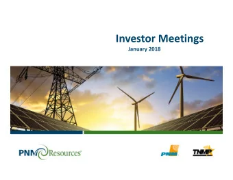 Investor Meetings  January 2018  Contact Information and Safe Harbor Statement  Investor Relations