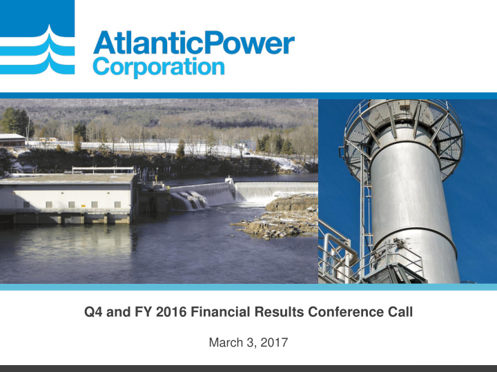 q4 and fy 2016 financial results conference call