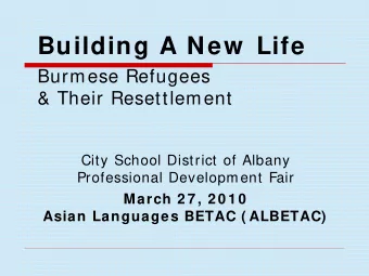 Building A New  Life  Burmese Refugees  &amp; Their Resettlement  City School District of Albany